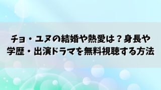 チョ・ユヌの結婚や熱愛は？身長や学歴・出演ドラマを無料視聴する方法