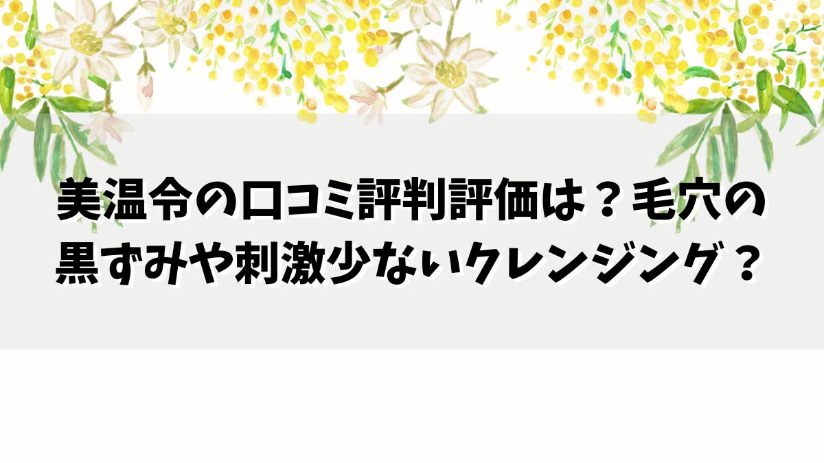 美温令の口コミ評判評価は？毛穴の黒ずみや刺激少ないクレンジング