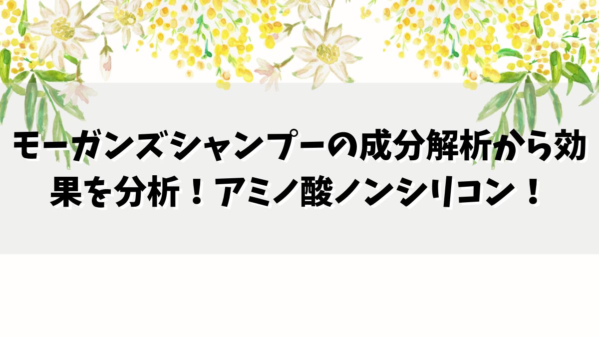 モーガンズシャンプーの成分解析から効果を分析！アミノ酸たっぷりノンシリコン！