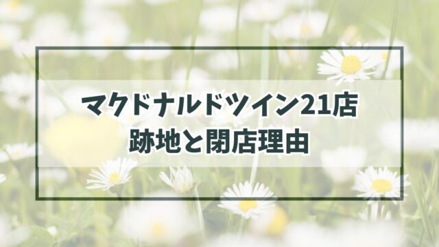 マクドナルドツイン21店の跡地どうなる？閉店理由は消費者離れ？